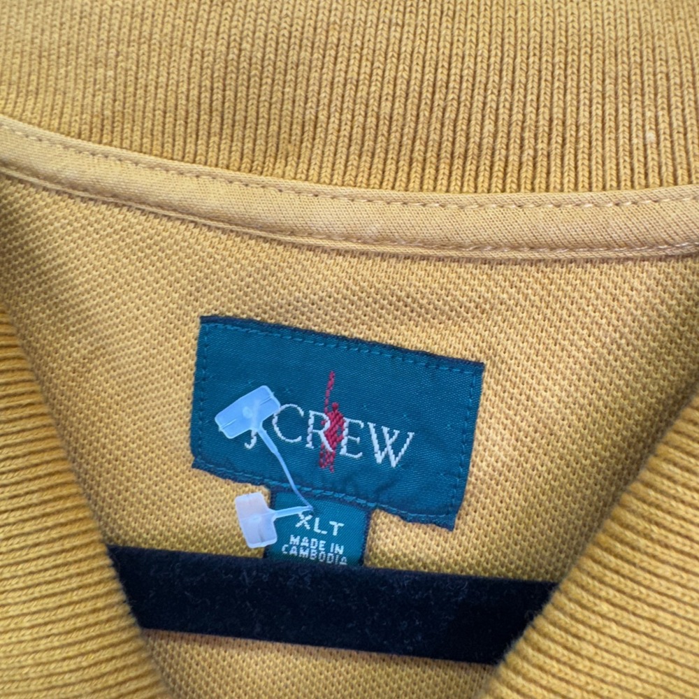 J.Crew Pique Polo Shirt XLT Mustard Yellow Short Sleeve Preppy Casual Tall - Picture 3 of 9